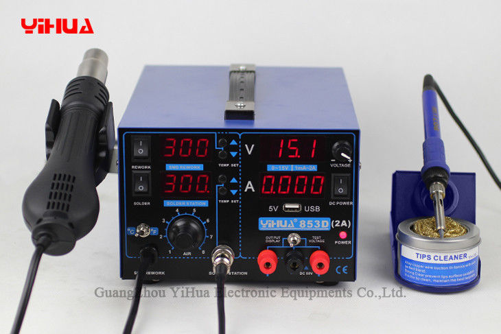 YIHUA 853D 2A 4 leiden met 5V nieuwe het type van USB 3in1 Hetelucht Solderende Post