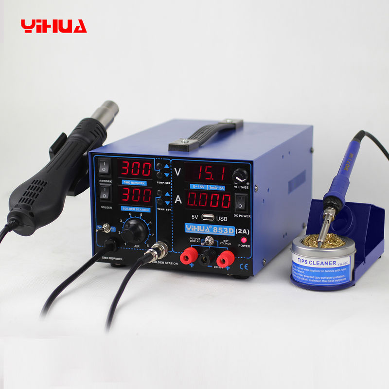 YIHUA 853D 2A 4 leiden met 5V nieuwe het type van USB 3in1 Hetelucht Solderende Post